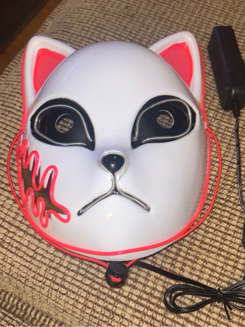 Fox White and Pink LED Cat Mask Kids Costume